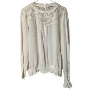 American Rag Sheer Boho Lace Blouse With Elastic Drop Waist Size XL